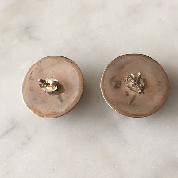 Vintage Native American Sterling Flower Concho Earrings - Picture 8 of 11